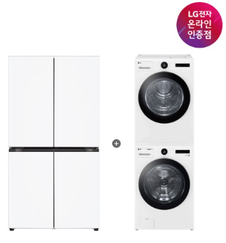 LG 디오스 오브제컬렉션 매직스페이스 냉장고 + LG 트롬 세탁기건조기 세트 (T876MQQ111 + FX23WNR-2WQ)