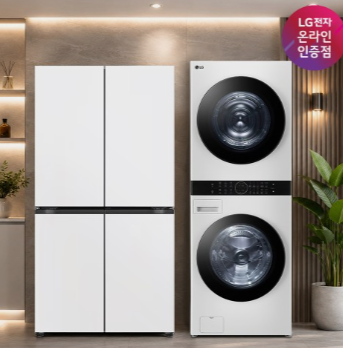 LG 디오스 AI 오브제컬렉션 매직스페이스 냉장고 + LG 트롬 워시타워 (T876MQQ111 + W2421WAMR)