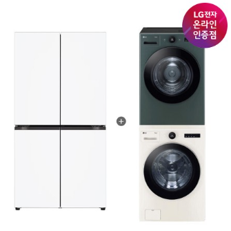 LG 디오스 오브제컬렉션 매직스페이스 냉장고 + LG 트롬 세탁기건조기 세트 (T876MQQ111 + FX24ENR-GNG)