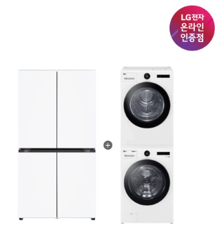 LG 디오스 AI 오브제컬렉션 냉장고 + LG 트롬 세탁기건조기 세트 (T876MQQ111 + FX23WNR-2WQ)