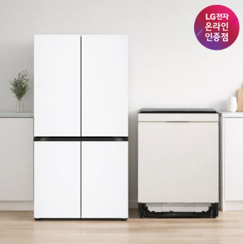 LG 디오스 AI 오브제컬렉션 냉장고 + LG 디오스 식기세척기 (T876MQQ111 + DUE6BGL1E)