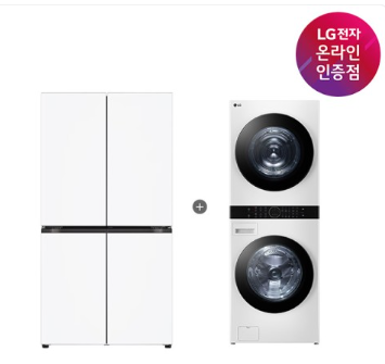 LG 디오스 오브제컬렉션 매직스페이스 냉장고 + LG 트롬 워시타워 (T876MQQ111 + W2421WAMR)