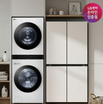 LG 디오스 AI 오브제컬렉션 매직스페이스 냉장고 + LG 트롬 워시타워 세트 (T876MEE111 + W2421WAMR)