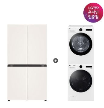 LG 디오스 AI 오브제컬렉션 매직스페이스 냉장고 + LG 트롬 세탁기건조기 세트 (T876MEE111 + FX23WNR-2WQ)