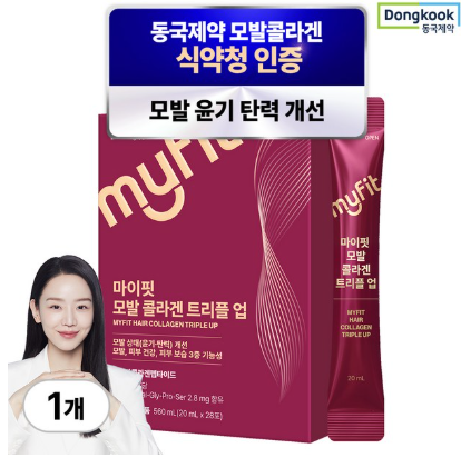 동국제약 마이핏 모발 콜라겐 식약청인증 3중 기능성 + 엘라스틴 모발 건강&피부 보습 &피부 건강, 28회분, 1개