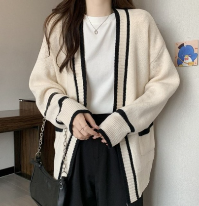 가디건 루즈핏 여성 니트 아우터 노버튼 롱 가디건