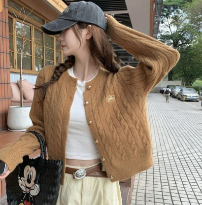 COSYEVNO 여성 니트 가디건 겨울용 데일리편안한심플상의 LYzzks-1