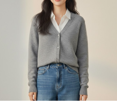 울100% 클래식 브이넥 가디건 루타미