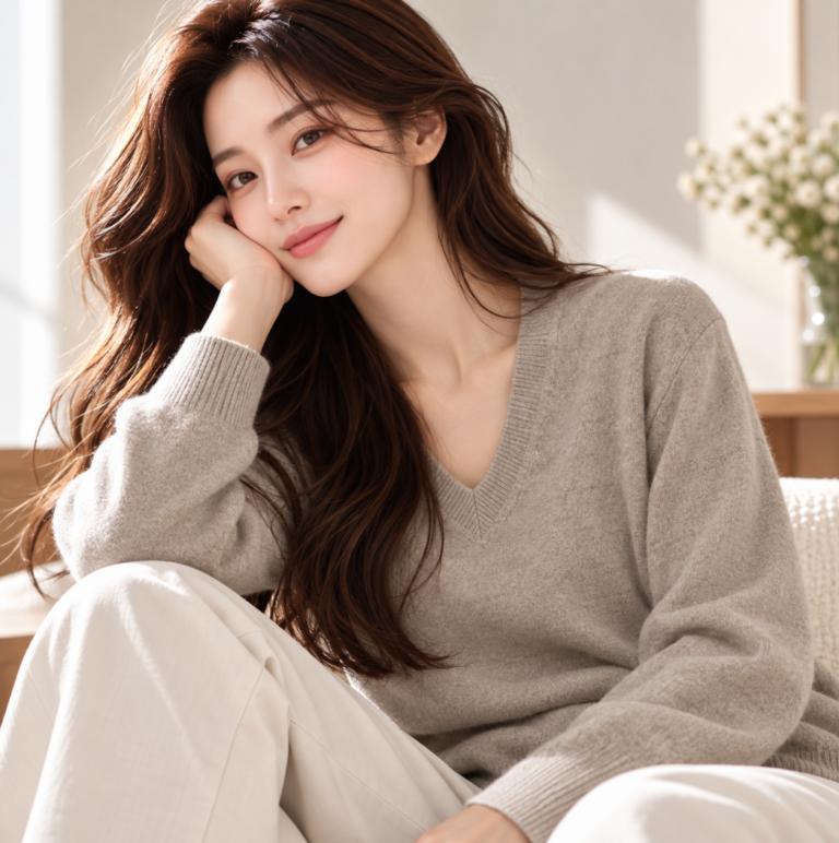 미쏘 여성용 에센셜 캐시미어 블렌드 브이넥 니트 MIWKAGT20T