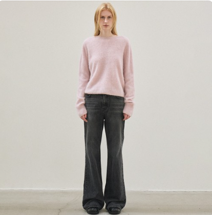 [르] cashmere classic whole garment knitted pullover (light pink)