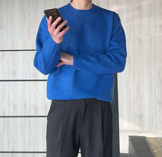 남자스웨터 오버핏 두꺼운 캐시미어 남자 니트