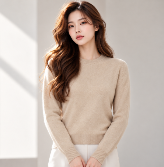 WDRB CASHMERE KNIT SWEATER 여성 캐시미어 니트 베이지 스웨터