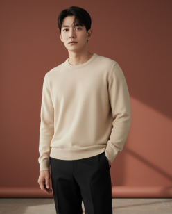WDRB CASHMERE KNIT SWEATER 남성 캐시미어 니트 베이지 스웨터