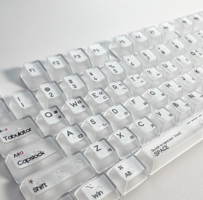 YF 투명 물광 클리티 한글 키보드 키캡 영문 각인 PBT 132키 OEM 추천