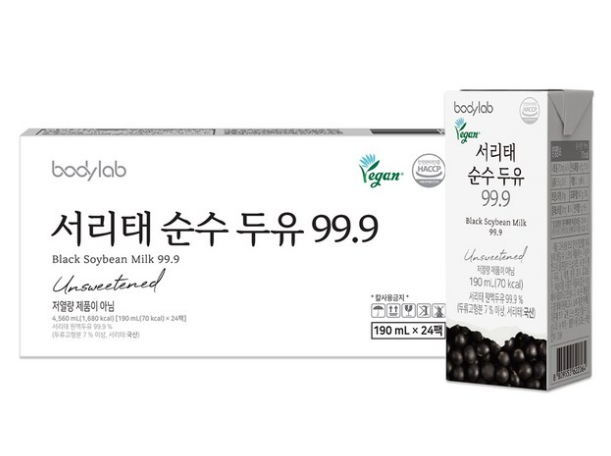 바디랩 서리태 순수 두유 99.9, 190ml, 24개 추천