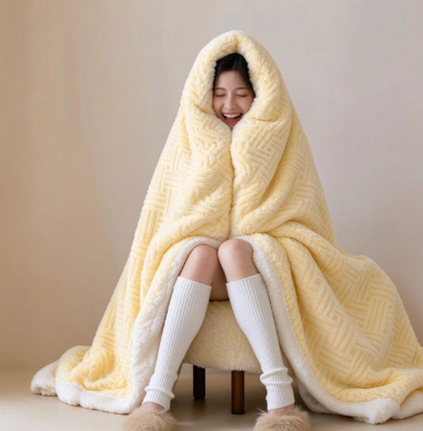 KURUA 입체 타푸무늬 양털안감 포근한 극세사 담요 추천
