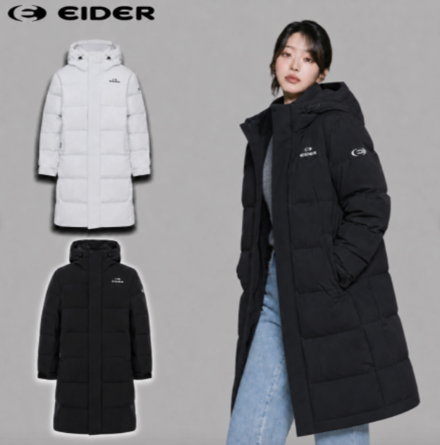 아이더 롱패딩 남녀 공용 벤치 다운 자켓 가벼운 패딩 따뜻한 겨울룩 데일리 코디 연예인 추천