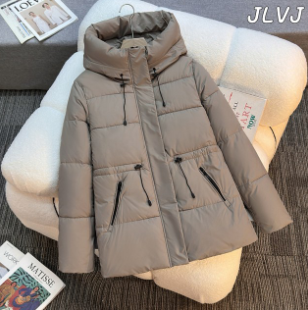 JLVJ 여성 후드 경량패딩 겨울 보온 허리조절 점퍼 데일리룩 연예인 추천