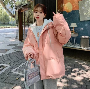 오스티니 초특가 여성용 겨울용 루즈핏 후드 레이어드 지퍼 버튼 디자인 패딩 자켓 편안한핏 데일리룩 연예인 추천