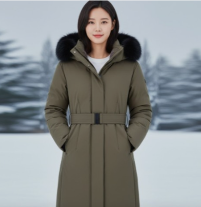 MILLET 밀레 여자 겨울 아웃도어 폭스퍼 프리미엄 구스다운 롱다운 패딩점퍼 우아한 실루엣 고급스러운 겨울코디 연예인 추천