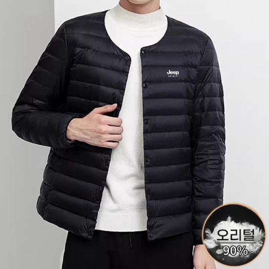 JEEP 얇은 남자 패딩 등산 경량패딩 겨울 보온옷 내피 다운 구스 아웃도어 지프 바람막이 가벼운 착용감 편안한 겨울코디 연예인 추천